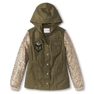 Annie x Target Olive Green and Gold Sequin Utility Jacket